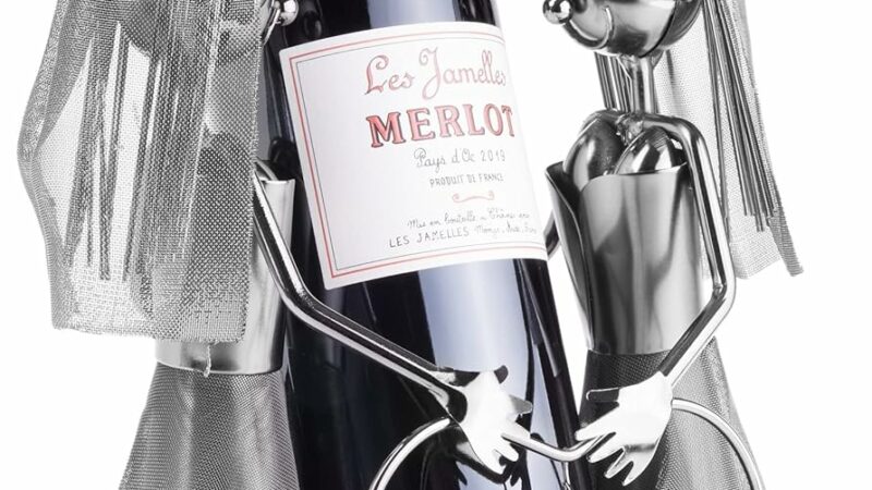 Brubaker Portabottiglie da Vino Lesbica Coppia di Sposi Oggetto Decorativo in Metallo con Biglietto d’Auguri per il Regalo di Nozze – idea regalo romanista