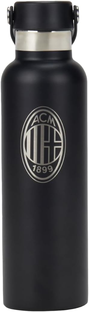 AC Milan Borraccia Termica, 0.6L, Nero, Prodotto ufficiale – idea regalo milan