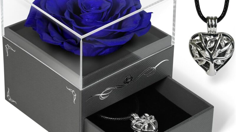 Rosa Stabilizzata Vera, Rosa Blu Stabilizzata, Rosa Eterna Stabilizzata, Collana Aromaterapia, Fiori Stabilizzati Veri, Idea regalo donna, Regalo Mamma Compleanno, Regalo per la Festa della Mamma – idea regalo romanista