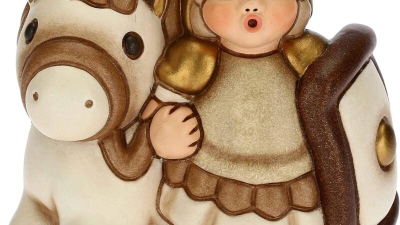 THUN – Statuina Presepe Soldato con Cavallo – Decorazioni Natale Casa – Linea Presepe Classico, Variante Bianca – Ceramica – 7,5 x 5,5 x 8,5 h cm – idea regalo as roma