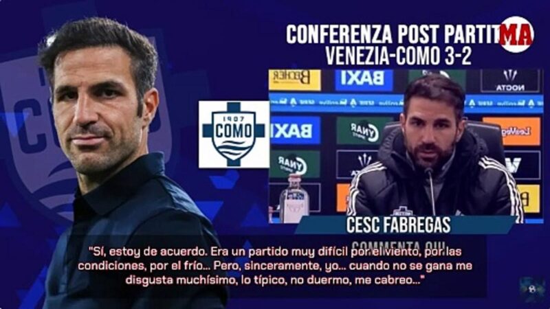 El Como di Cesc Fábregas, contro le corde: “Quando non vinciamo non sono felice, non dormo… mi arrabbio”