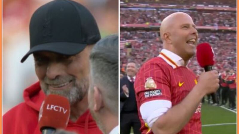 Arne Slot canta il nome di Jurgen Klopp con i fan di Liverpool