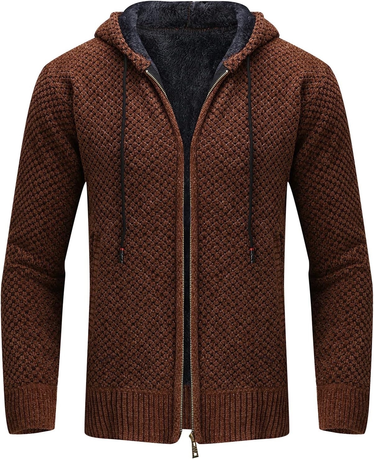LDZYXY Natale Regali Giacche Invernali Uomo Cardigan Con Cappuccio Da Uomo Invernale Lavorato a Maglia Con Cerniera Intera Giacca Maglione Felpe Classico Autunno Calda Lunga Pullover Sweater – idea regalo inter