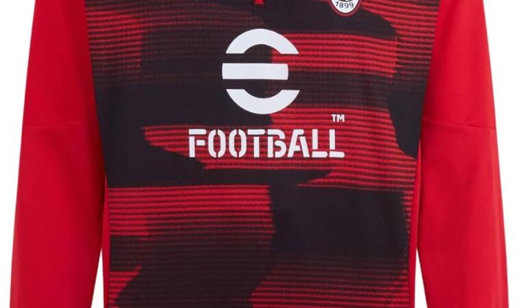 AC Milan Maglia Prematch con Zip A 1/4 Maglietta Stagione 2024/25, Adulto Unisex Unisex – Adulto – idea regalo milan