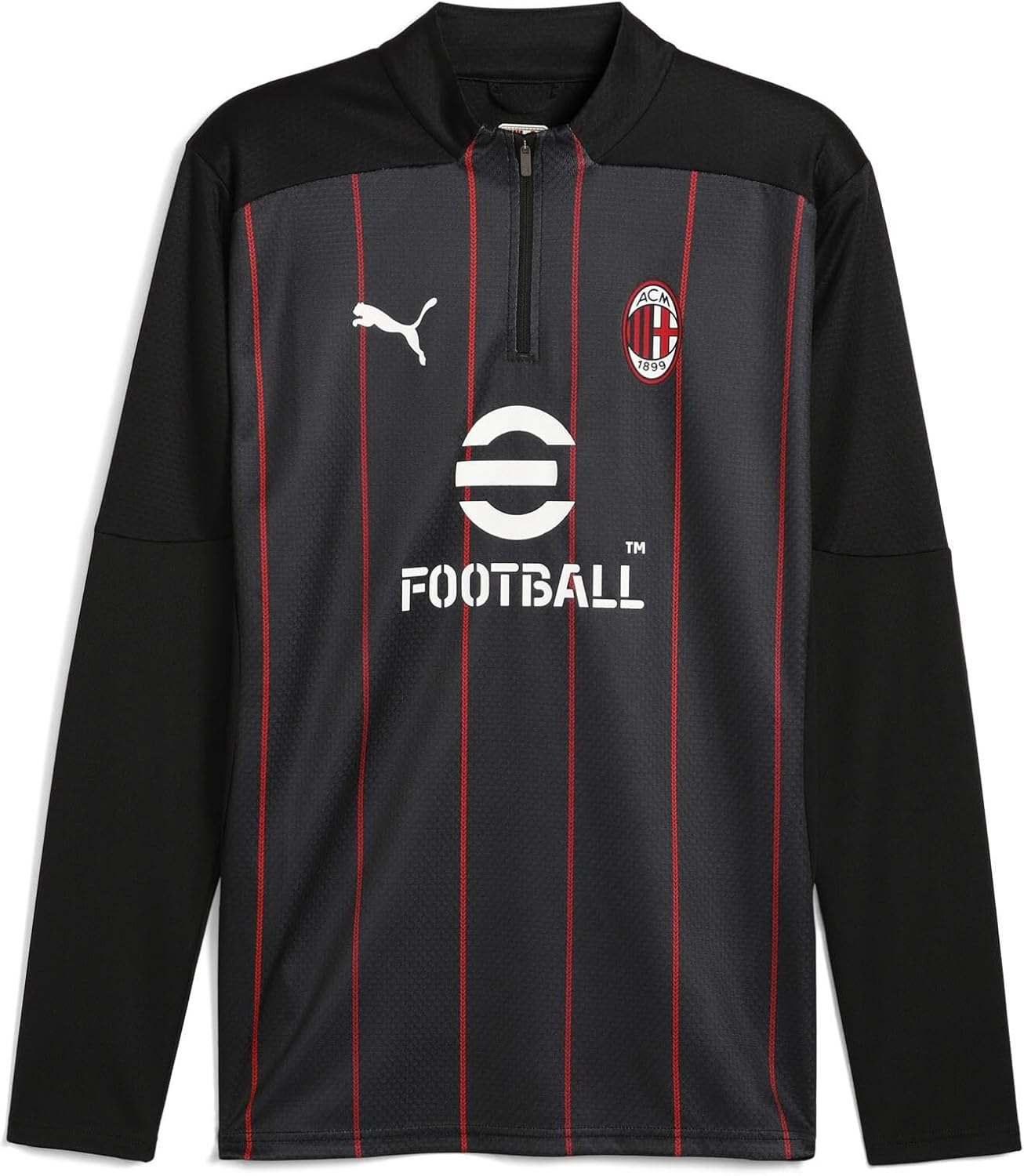 A.C. Milan – Maglia Prematch con Zip a 1/4, Adulto, Maglia da Calcio e da Allenamento a Maniche Lunghe, con Logo AC Milan e Puma, Prodotto Ufficiale, Unisex, Nero o Bianco – idea regalo milan