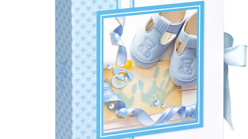 Scatola dei Primi Ricordi del Neonato Regalo per la Nascita, Scarpine Celeste – idea regalo inter