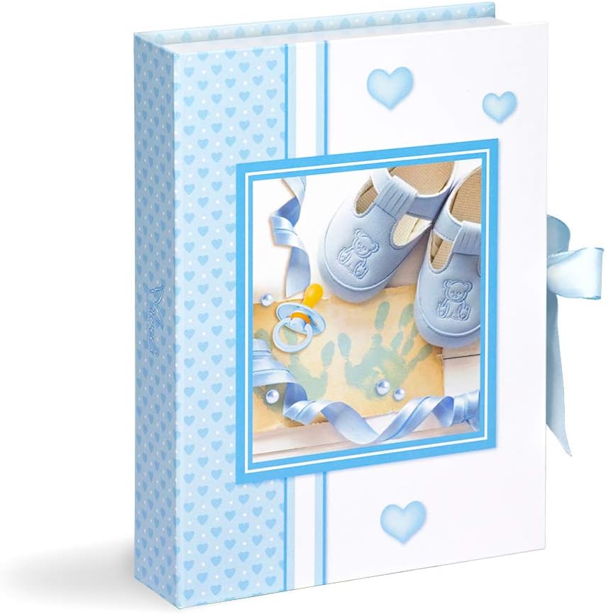 Scatola dei Primi Ricordi del Neonato Regalo per la Nascita, Scarpine Celeste – idea regalo inter