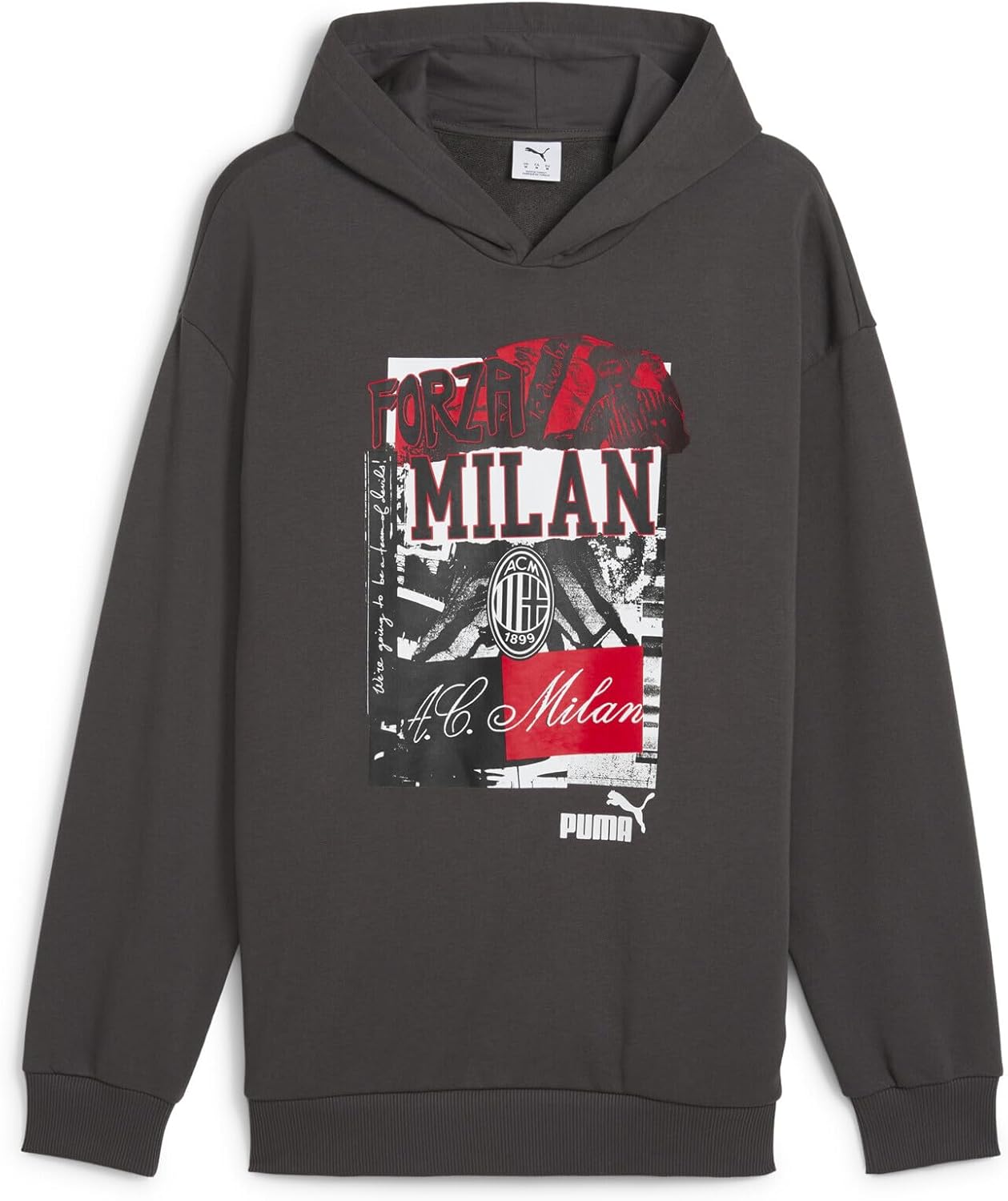 A.C. Milan – Felpa con Cappuccio ftblNRGY+, Adulto, Felpa Sportiva da Calcio di AC Milan, Prodotto Ufficiale, Unisex, Grigio, XXL – idea regalo milan