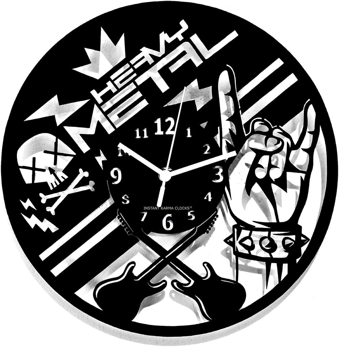 Instant Karma Clocks | Orologio da Parete Heavy Metal | Design Rock Alternativo | Chitarre Skull Mano Rock | Arredo Stile Musica Hard Rock | Idea Regalo Originale – idea regalo milan
