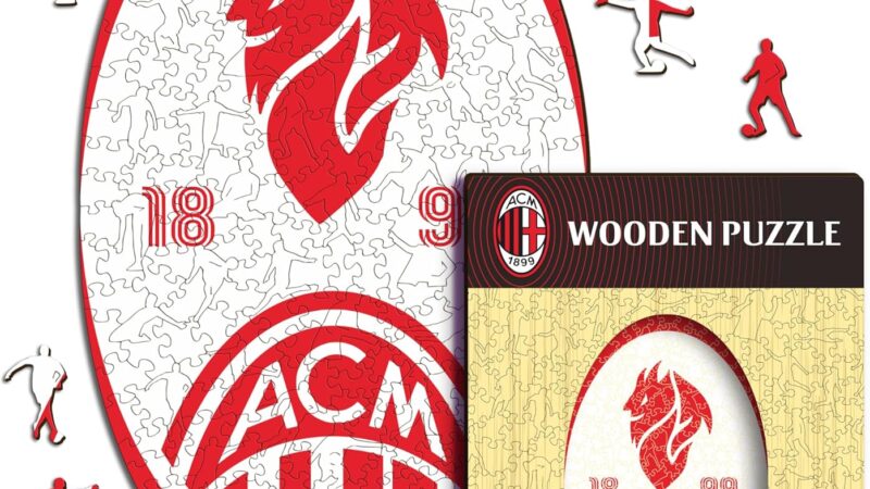 Iconic Puzzles – Milan Retro Logo, Puzzle di Legno con licenza ufficiale, 100% sostenibile, regalo per adulti e bambini, taglia M, 270 Pz – idea regalo milan