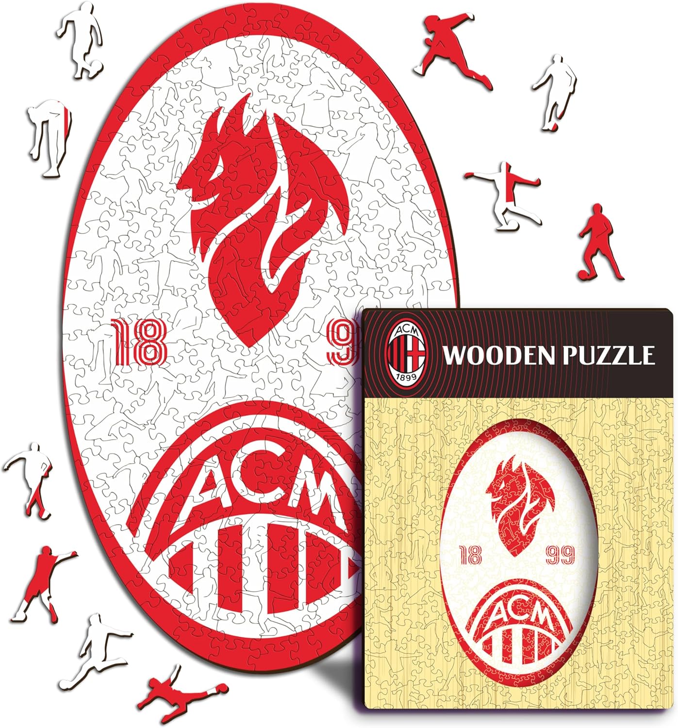Iconic Puzzles – Milan Retro Logo, Puzzle di Legno con licenza ufficiale, 100% sostenibile, regalo per adulti e bambini, taglia M, 270 Pz – idea regalo milan