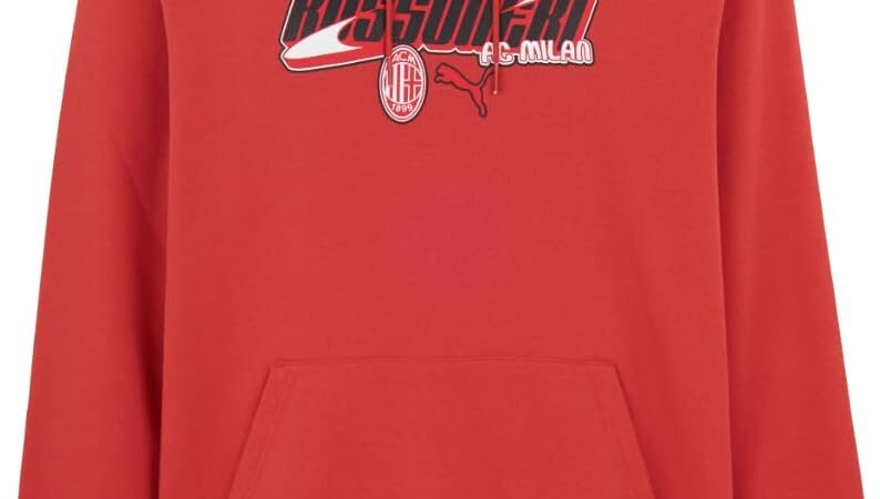 A.C. Milan Felpa con Cappuccio Ftblculture Felpa con Logo Puma, Prodotto Ufficiale Unisex – Adulto – idea regalo milan