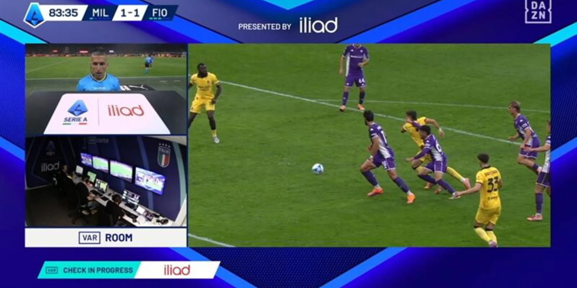 TS – Contatto Parisi-Giminez, Marinelli assegna il rigore con il Var in Milan-Fiorentina: cosa è successo