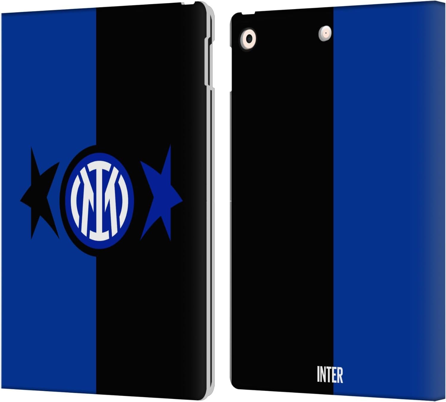 Head Case Designs Licenza Ufficiale Inter Milan Nero & Blu IM 2Stars Custodia Portafoglio in Pelle Compatibile con Apple iPad 10.2 2019/2020/2021 – idea regalo milan