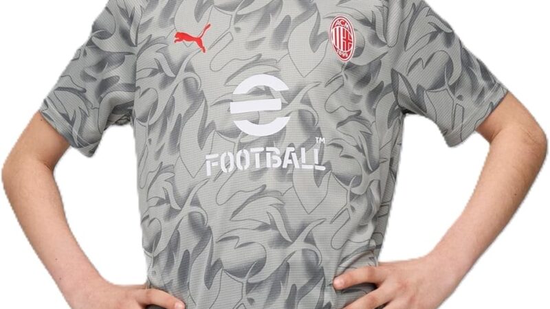 A.C. Milan – Maglia Prematch Bambino, Maglia Gara Pre-Partita, Stagione 2025/2026, Prodotto Ufficiale, Bambino – idea regalo milan