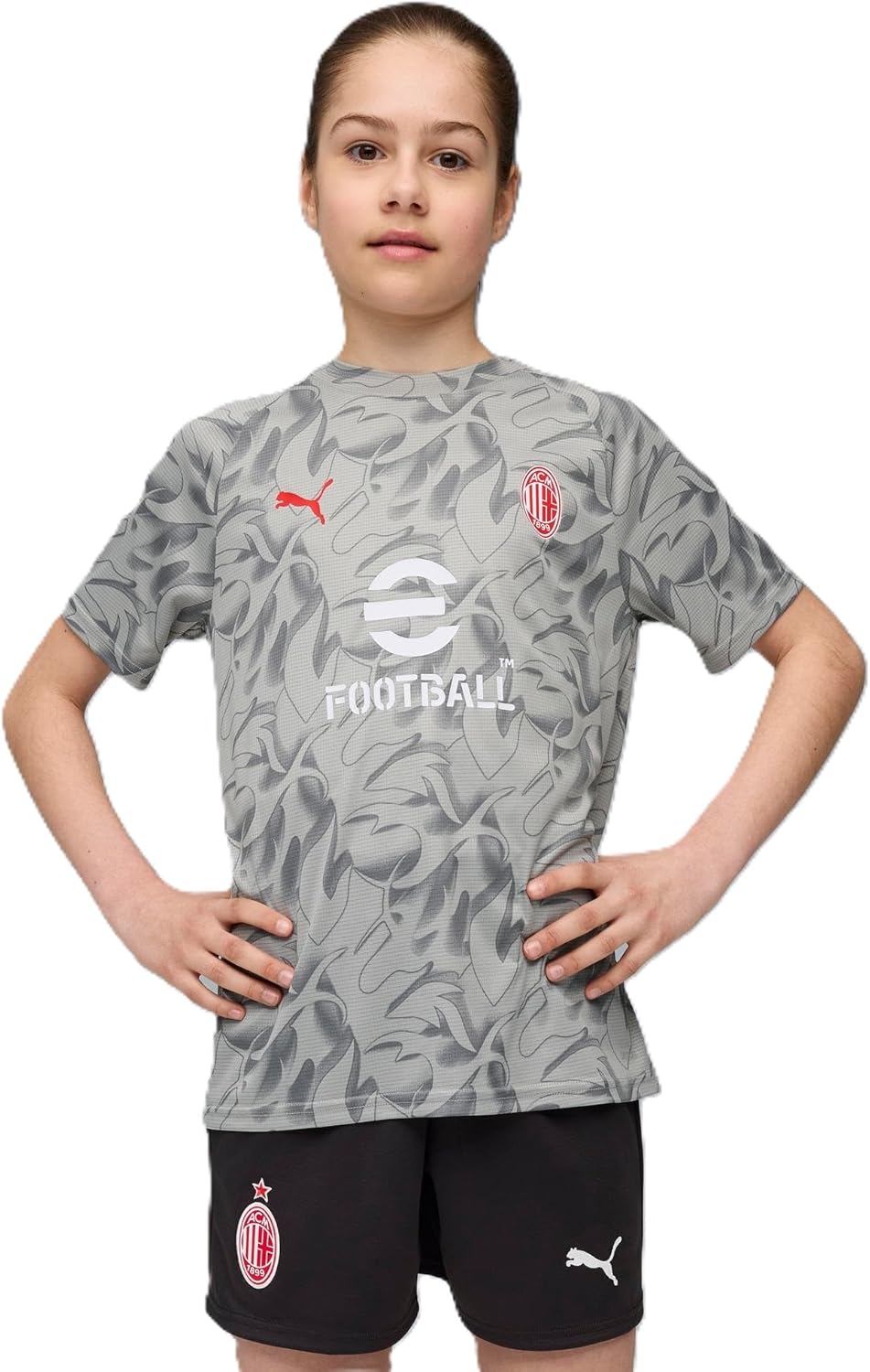 A.C. Milan – Maglia Prematch Bambino, Maglia Gara Pre-Partita, Stagione 2025/2026, Prodotto Ufficiale, Bambino – idea regalo milan