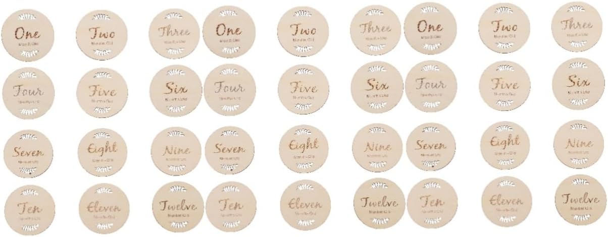 Toyvian 3 Set Adorabili Baby Mile Cards: Mese Intero Mese Di Nascita Compleanno Carte in Legno Indicatore Settimane Per La Crescita Del Bambino Celebrazione 12 Pezzi * 3 – idea regalo inter