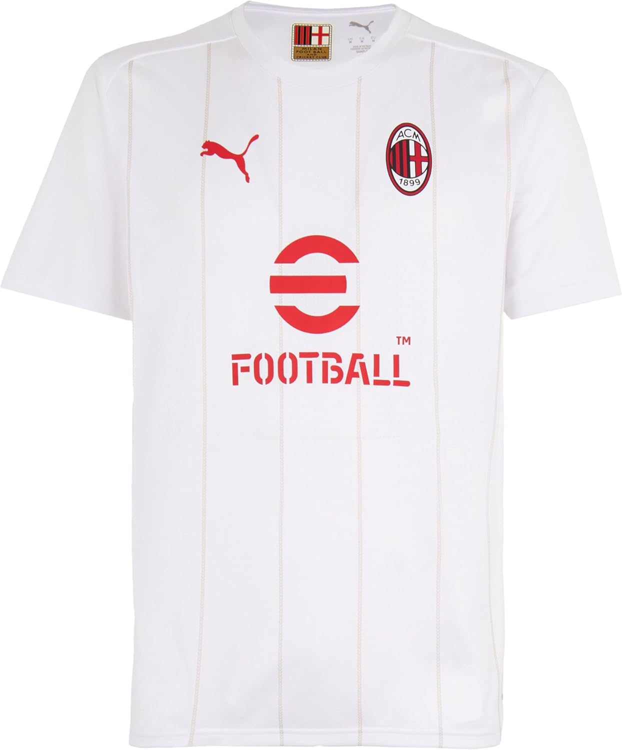 PUMA A.C. Milan – T-Shirt Prematch, Bambini e Ragazzi, Maglia da Calcio e da Allenamento a Maniche Corte, con Logo AC Milan, Prodotto Ufficiale, Bianco, 14 Anni – idea regalo milan