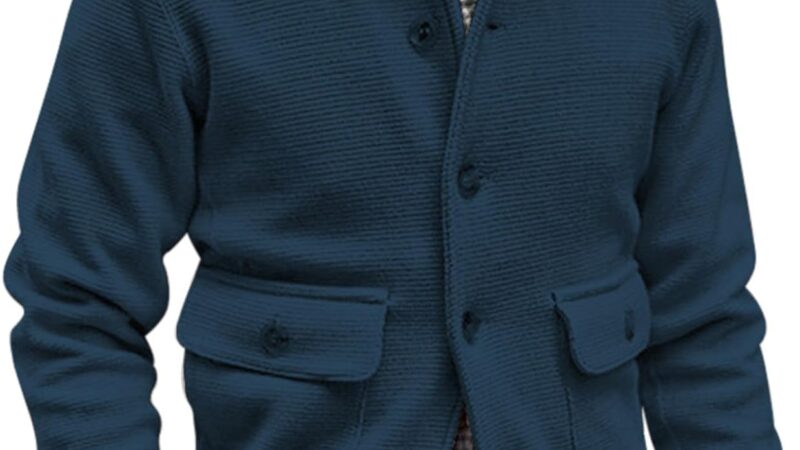 Giacche Uomo Eleganti Casual Taglie 58 Giacca da Uomo in Maglione Senza Cappello, con Bottoni Casual, alla Moda Autunno e Inverno Giacca da Lavoro in Cotone – idea regalo inter