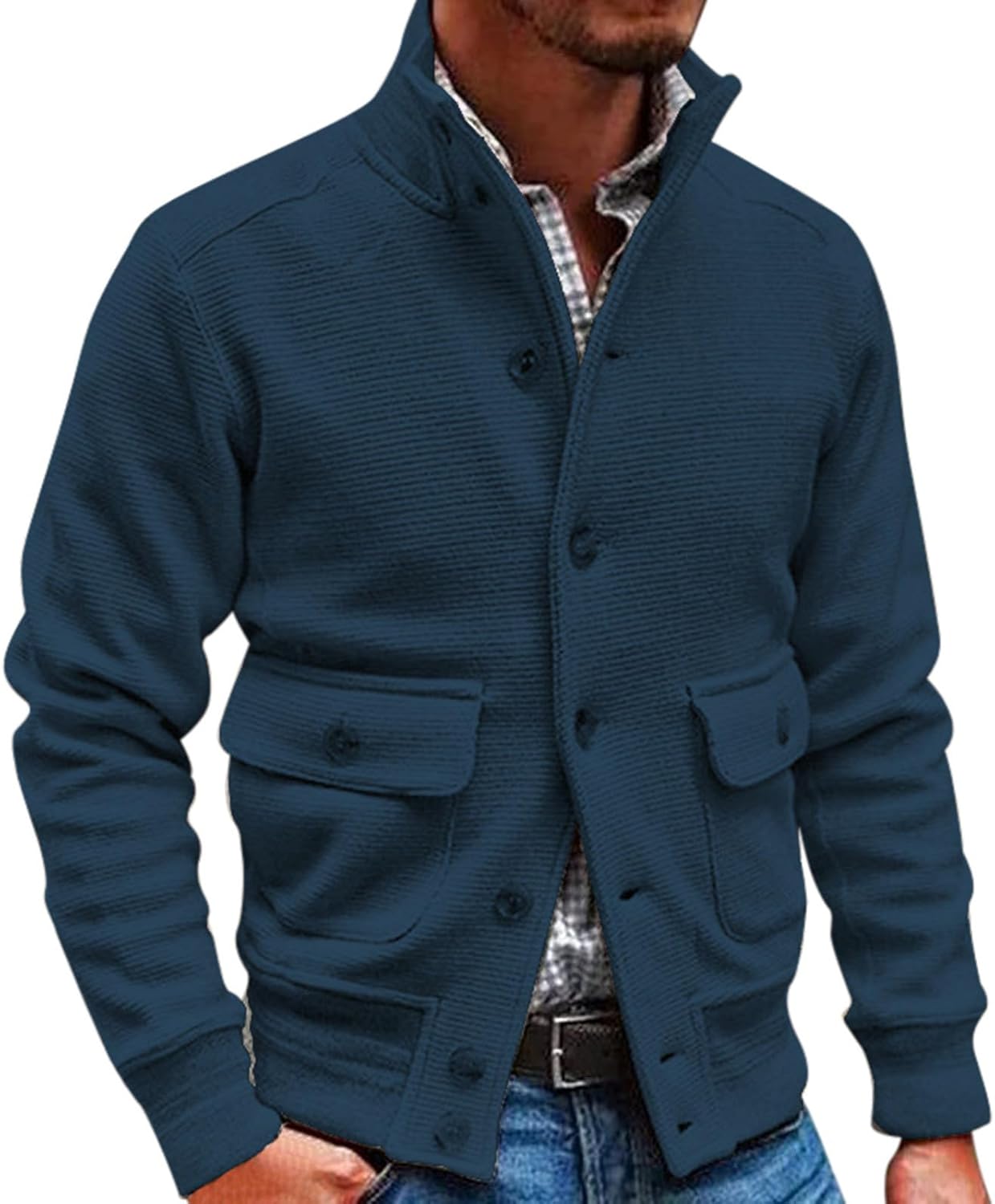 Giacche Uomo Eleganti Casual Taglie 58 Giacca da Uomo in Maglione Senza Cappello, con Bottoni Casual, alla Moda Autunno e Inverno Giacca da Lavoro in Cotone – idea regalo inter