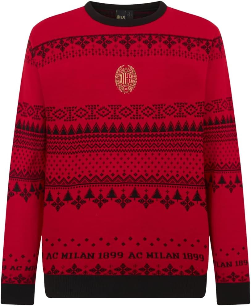 AC Milan Maglione di Natale 2024, Fantasia Natalizia in Morbido e Comodo Cotone, Prodotto Ufficiale Unisex, 10 Anni – idea regalo milan