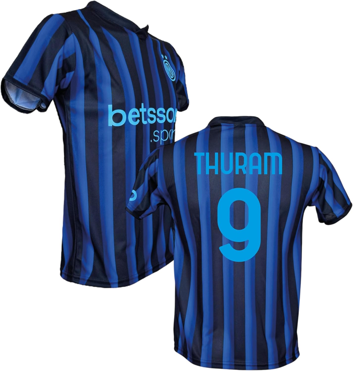 Generico Maglia Calcio neroazzurra Personalizzata Thuram 9 creata utilizzando Maglia Replica Autorizzata 2025-2026 Taglie da Bambino Ragazzo – idea regalo inter