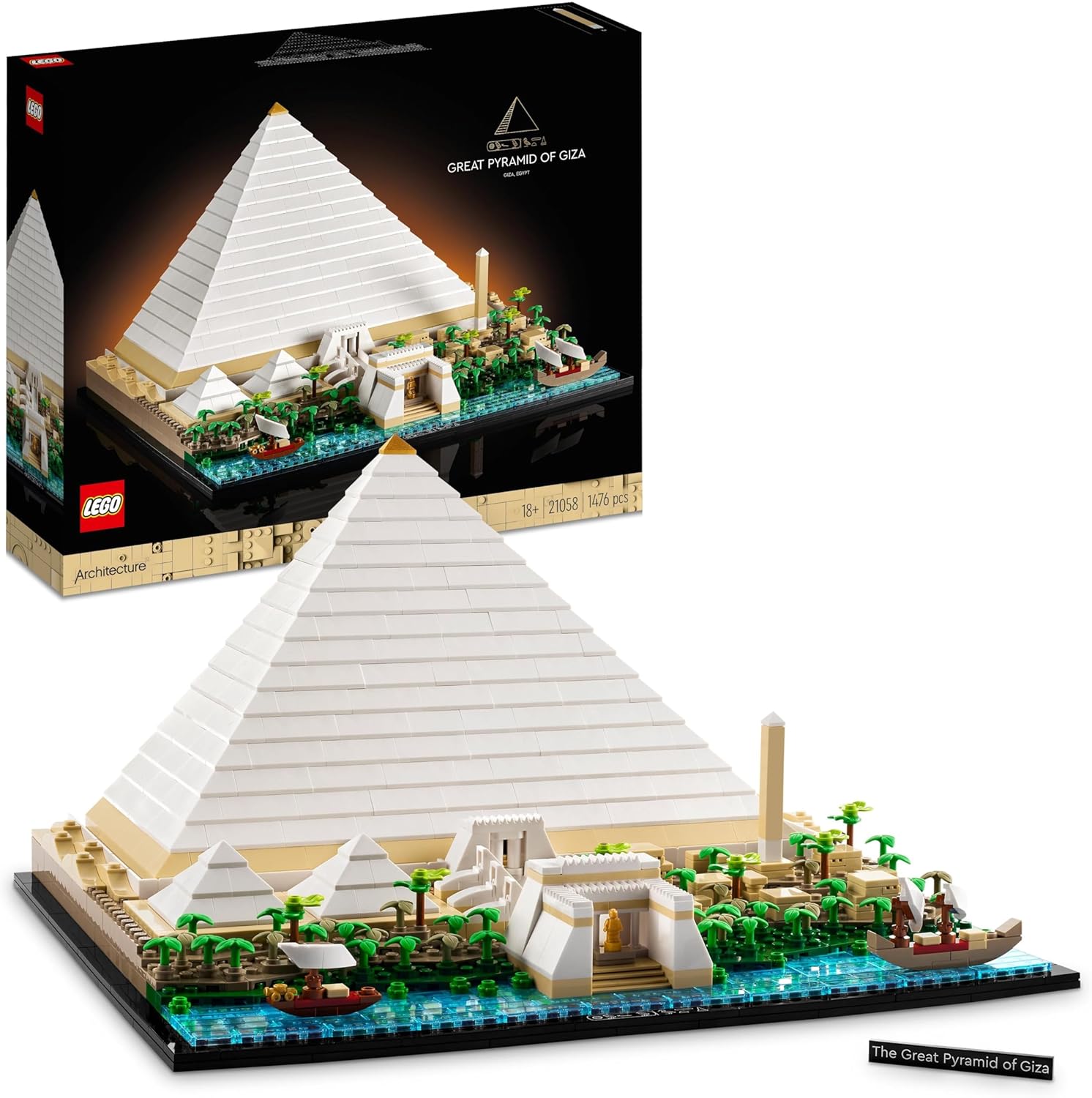 LEGO Architecture La Grande Piramide di Giza, Decorazione per la Casa, Idea Regalo per Adulti, Uomini, Donne, Mamma, Papà, Hobby Creativi con le Costruzioni, Collezione Monumenti Famosi 21058 – idea regalo inter