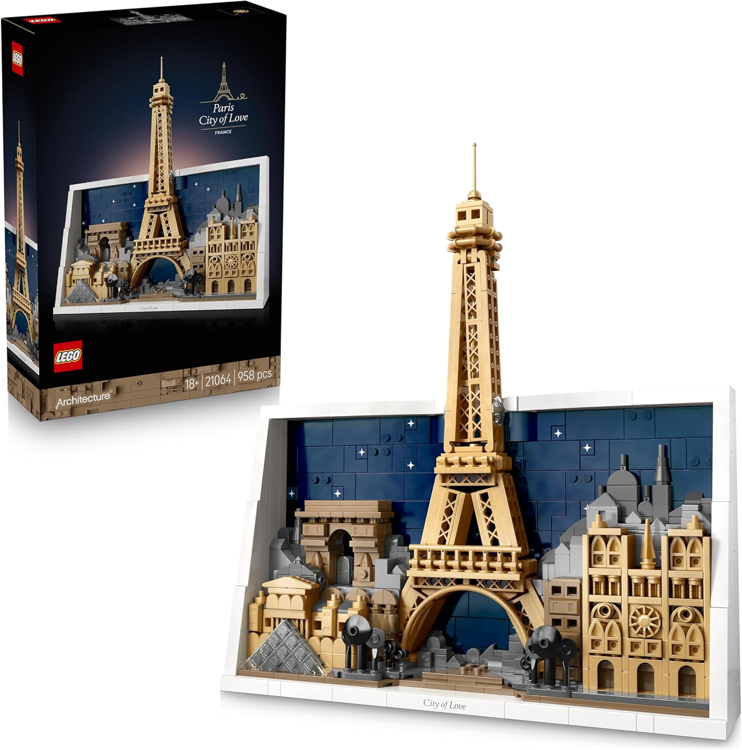 LEGO Architecture Parigi – La Città dell’Amore – Modellino da Costruire per Adulti Fai da Te – Decorazione per Casa o da Parete 3D con Paesaggio Parigino tra cui la Torre Eiffel – Idea Regalo – 21064 – idea regalo inter