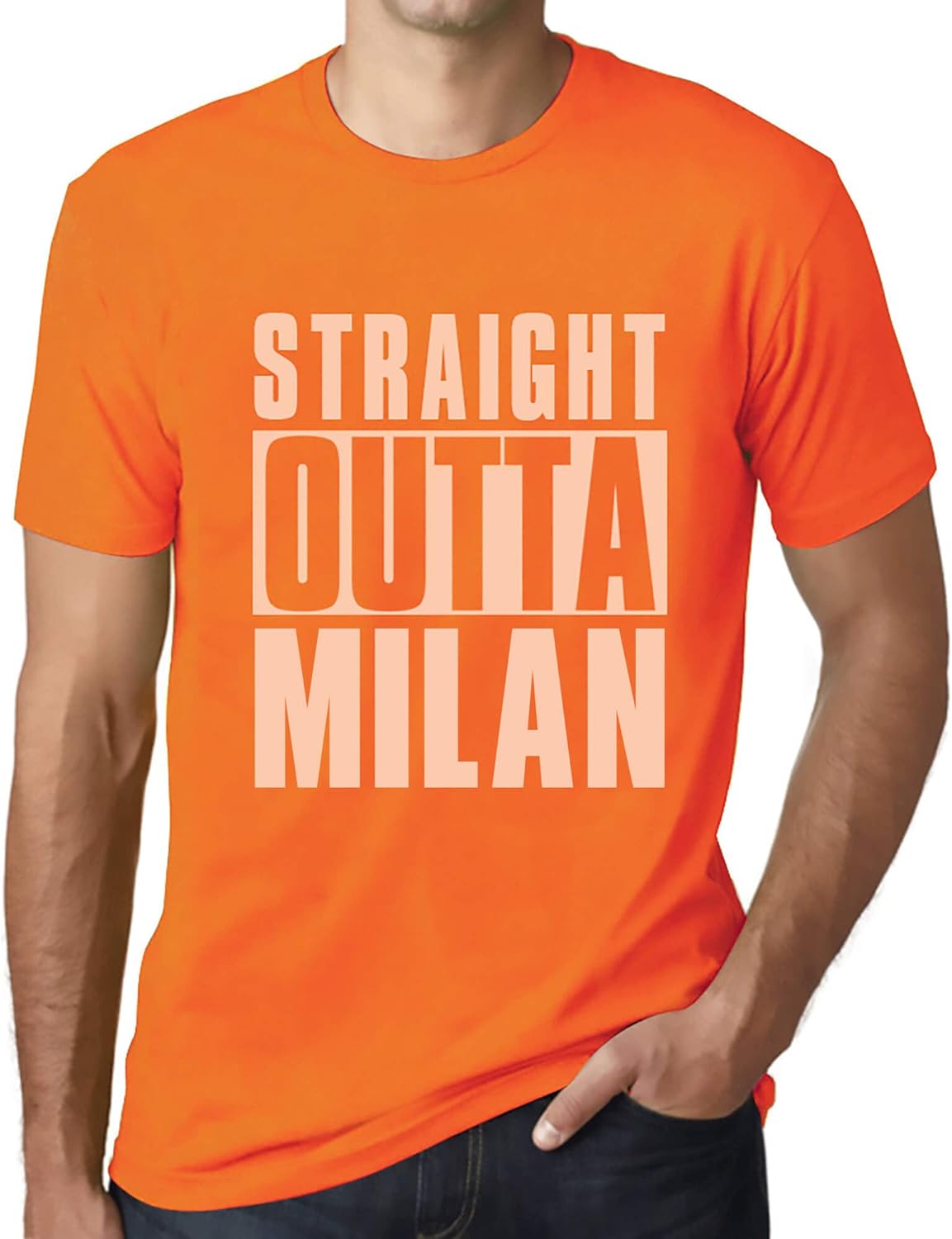 Uomo Maglietta Direttamente da Milano – Straight Outta Milan – T-Shirt Stampa Grafica Divertente Vintage Idea Regalo Originale alla Moda Arancione 4XL – idea regalo milan