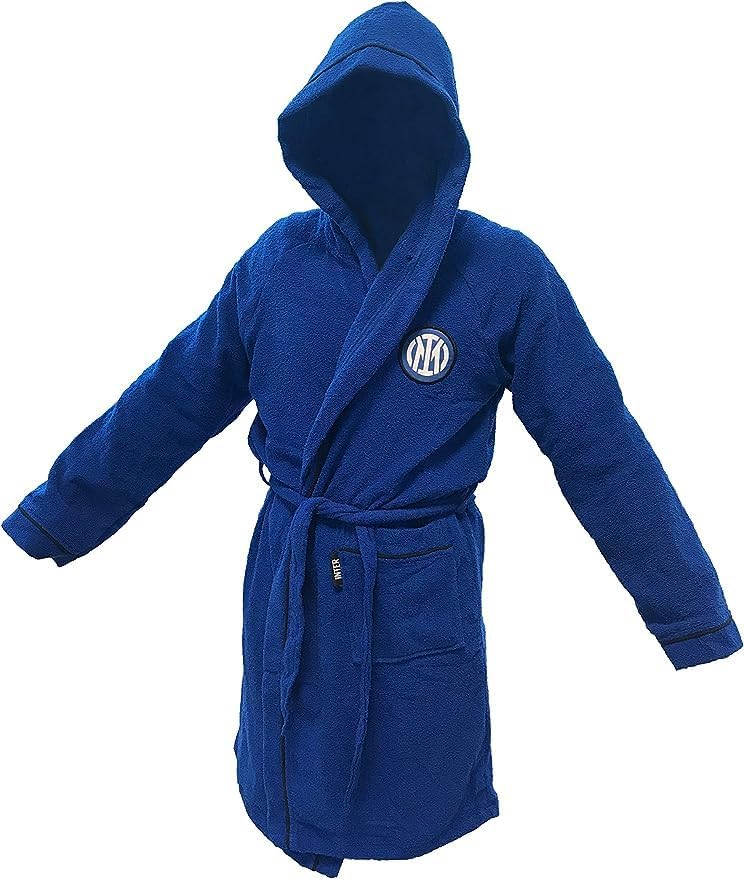 NUOVO ACCAPPATOIO CON CAPPUCCIO UFFICIALE FC INTER TG S M L XL XXL NERO AZZURRO 100% MICRO SPUGNA PURO COTONE UOMO (XL – 52 / 54) – idea regalo inter