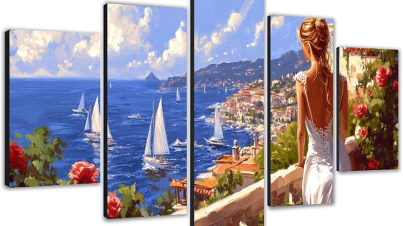 Diamond Painting Kit Completo Donna Diamond Painting Adulti Grandi Dimensioni 5 Pezzi 60x100cm Quadro con Diamanti Paesaggio Diamanti Dipinti a 5D Arte Terapia Anti-Stress, Idee Regalo Donna0m-512 – idea regalo inter