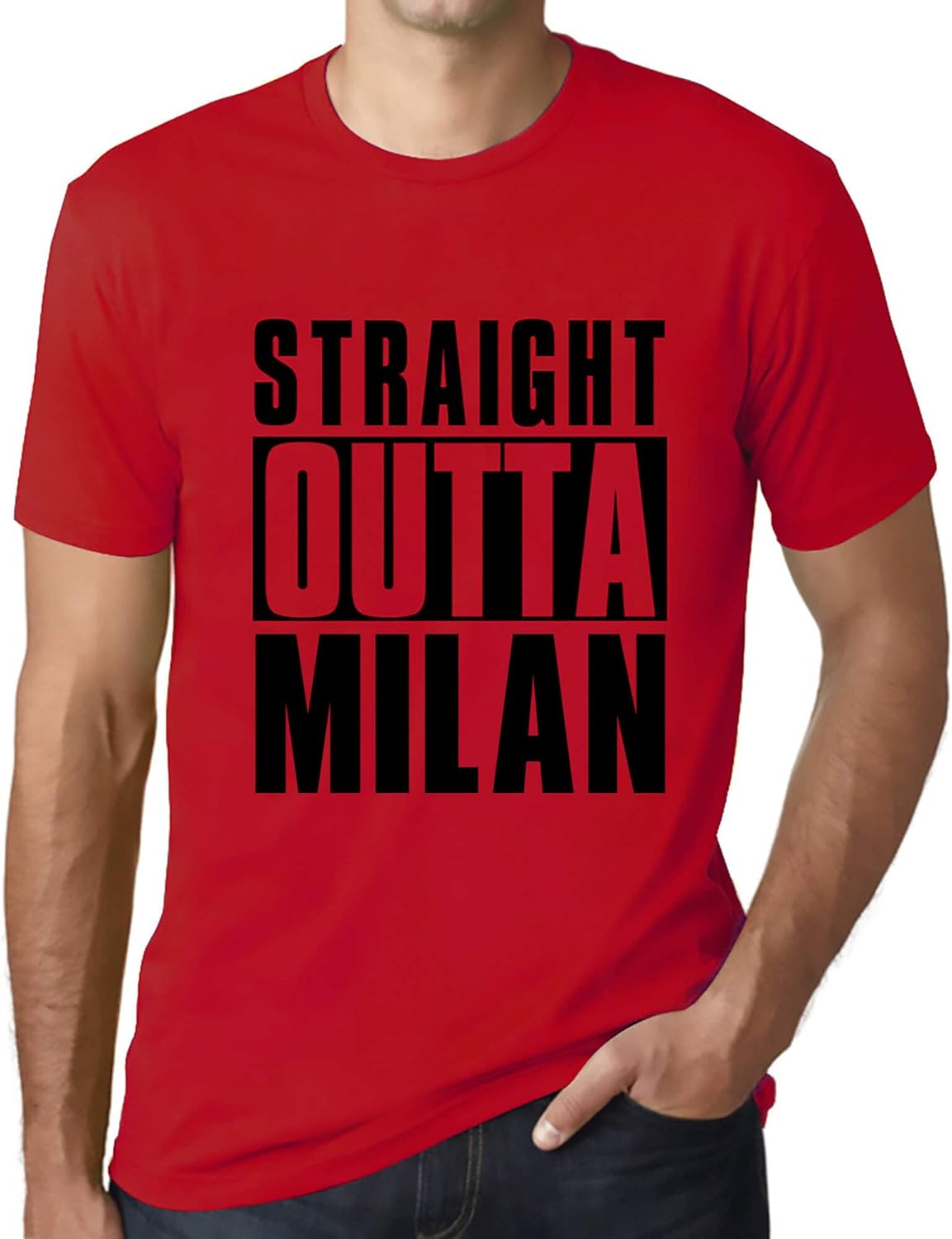 Uomo Maglietta Direttamente da Milano – Straight Outta Milan – T-Shirt Stampa Grafica Divertente Vintage Idea Regalo Originale alla Moda Rosso 5XL – idea regalo milan