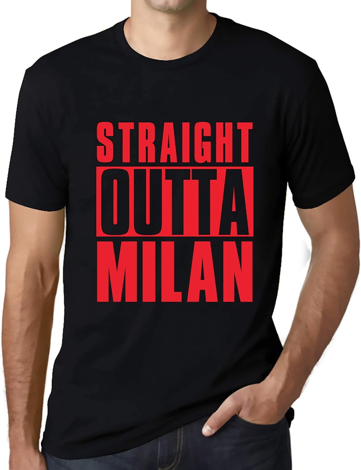 Uomo Maglietta Direttamente da Milano – Straight Outta Milan – T-Shirt Stampa Grafica Divertente Vintage Idea Regalo Originale alla Moda Nero Profondo Testo Rosso L – idea regalo milan