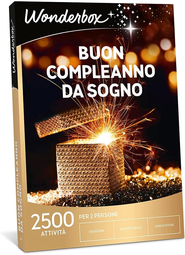 Wonderbox – Cofanetto Regalo – Buon Compleanno da Sogno – più di 2500 attività tra Soggiorni, Gusto, Sport, Svago e Benessere – 2 Persone – idea regalo inter
