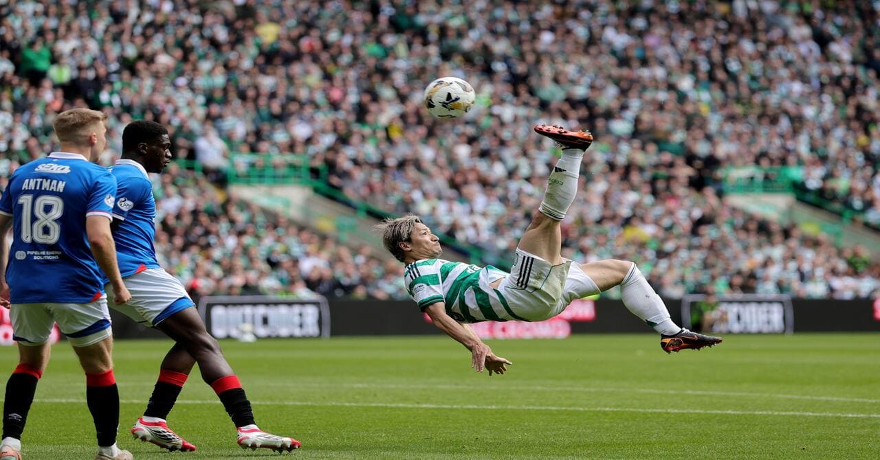 Celtic Rangers 3-1: Maeda segna un’incredibile rovesciata per mantenere la pressione su Hearts