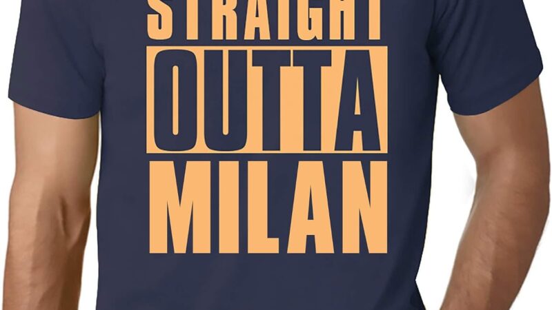 Men’s T-Shirt Directly From Milan – Straight Outta Milan – T-Shirt Graphic Print Funny Vintage Original Gift Idea French Navy 5XL, French Navy, 5XL – idea regalo milan