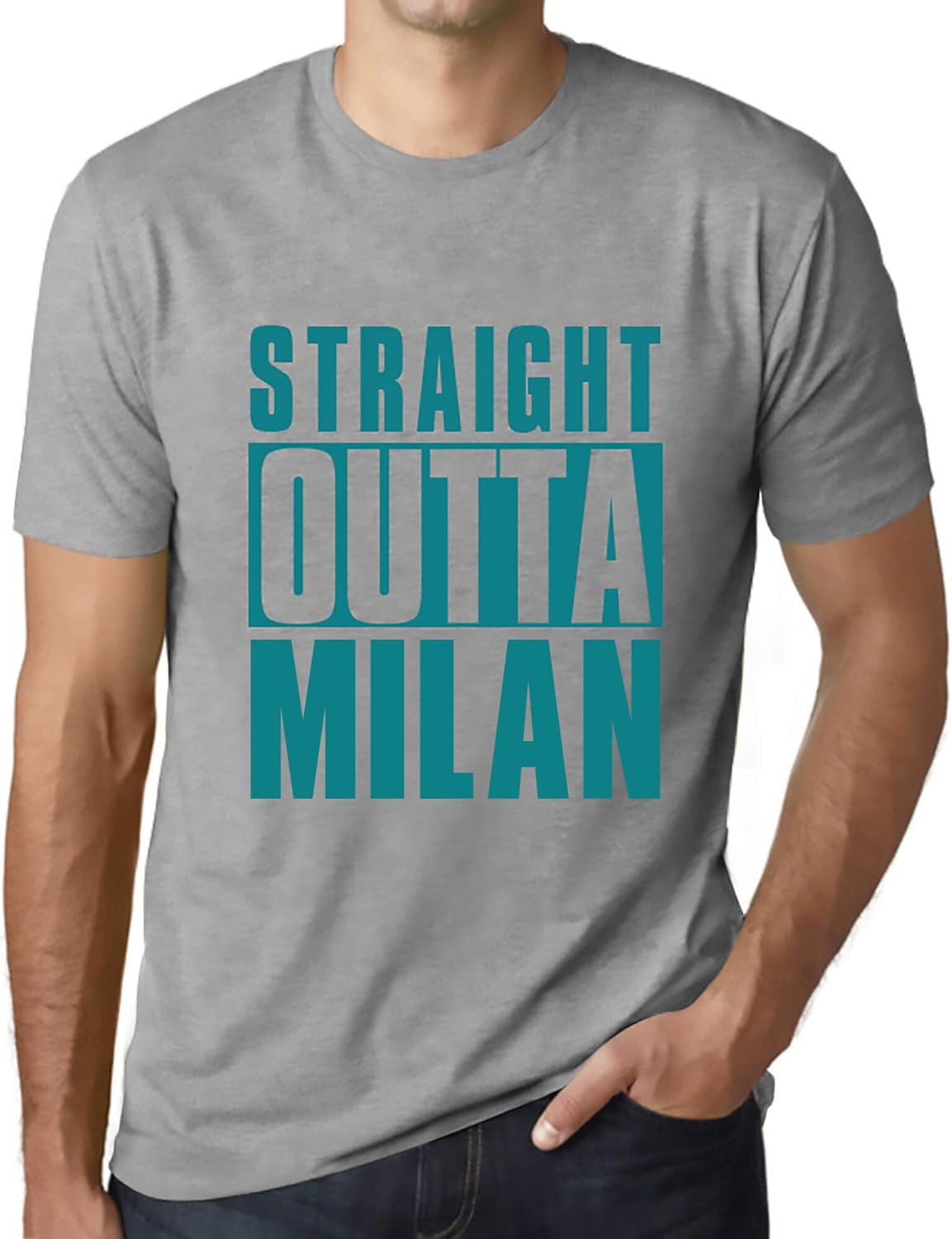 Uomo Maglietta Direttamente da Milano – Straight Outta Milan – T-Shirt Stampa Grafica Divertente Vintage Idea Regalo Originale alla Moda Grigio Chiazzato 5XL – idea regalo milan