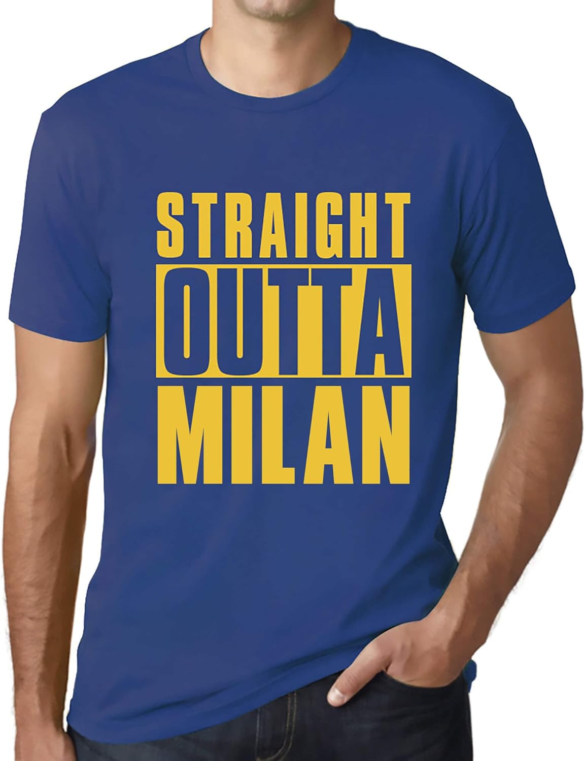 Uomo Maglietta Direttamente da Milano – Straight Outta Milan – T-Shirt Stampa Grafica Divertente Vintage Idea Regalo Originale alla Moda Blu Reale 5XL – idea regalo milan