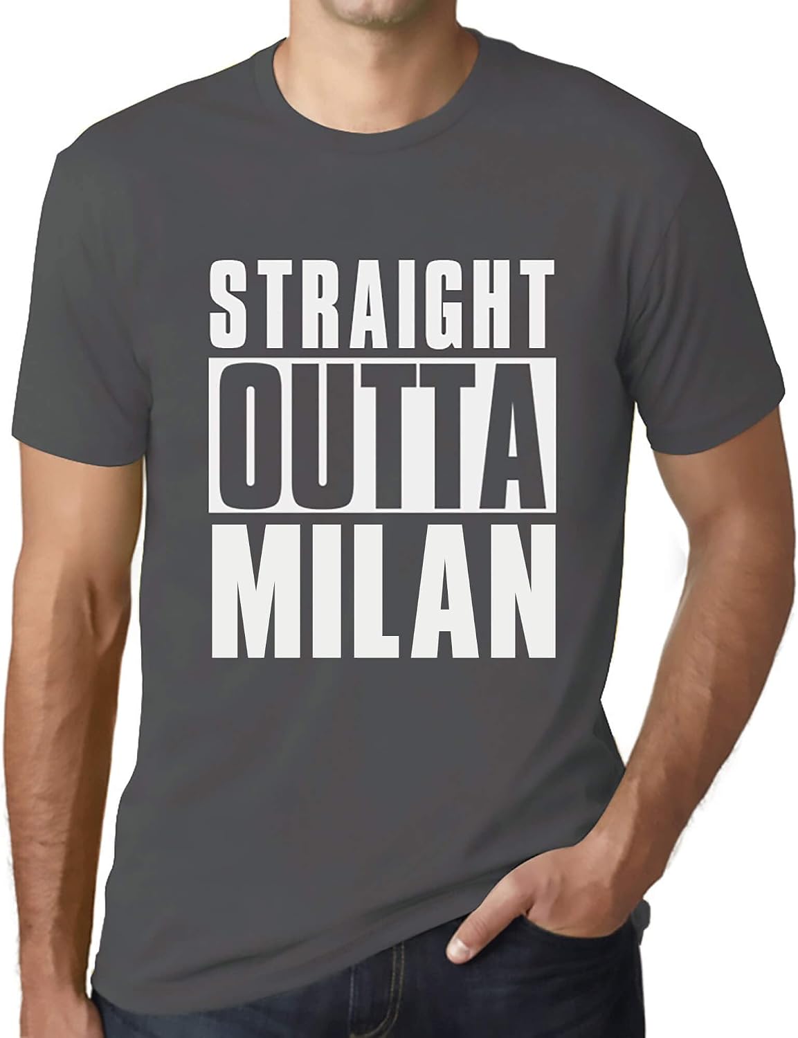 Uomo Maglietta Direttamente da Milano – Straight Outta Milan – T-Shirt Stampa Grafica Divertente Vintage Idea Regalo Originale alla Moda Grigio Topo 5XL – idea regalo milan