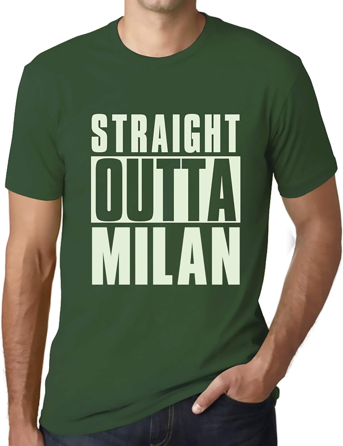 Uomo Maglietta Direttamente da Milano – Straight Outta Milan – T-Shirt Stampa Grafica Divertente Vintage Idea Regalo Originale alla Moda Bottiglia Verde 5XL – idea regalo milan