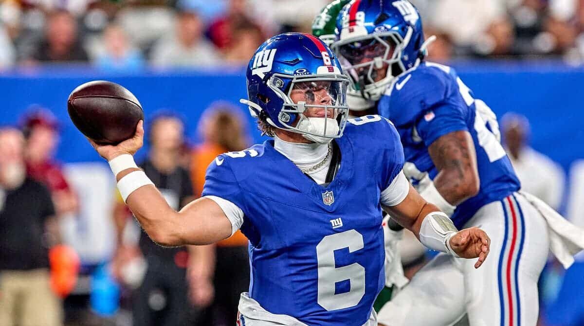 Aggiornamento sull’infortunio di Jaxson Dart: Harbaugh discute del problema al ginocchio di QB mentre i Giants vengono spazzati via da Rams su MNF